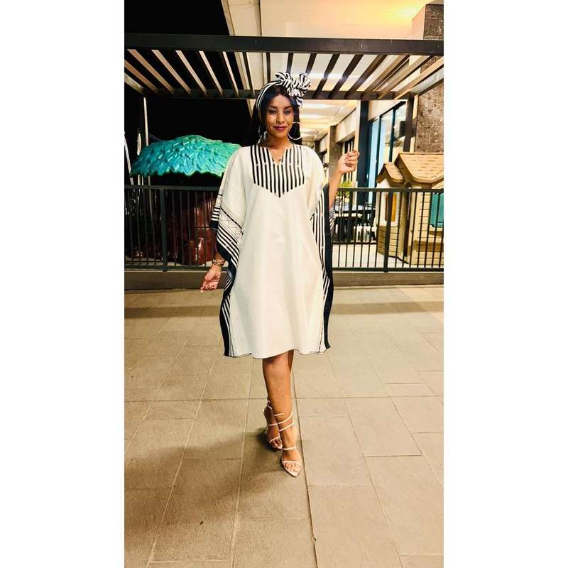 African Kaftan Striped Print Style Elegant Dress