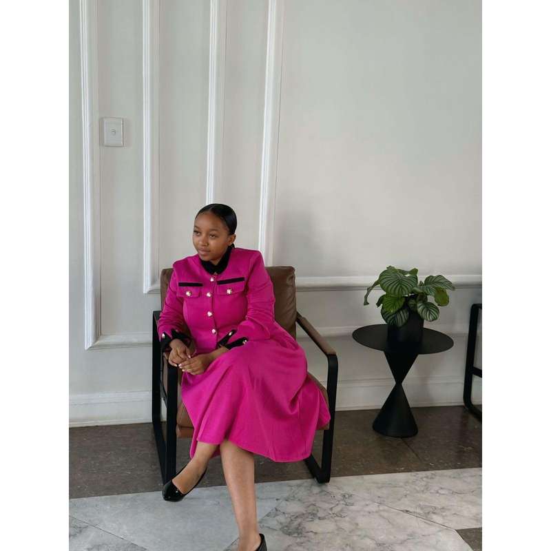 Vintage Contrast Collar Blouse & Cuffs Pleated Maxi  Skirt Suit Set