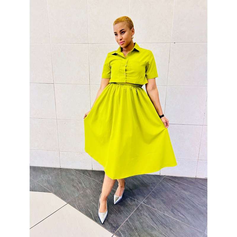 Short Sleeve Crop Top & Skirt Set