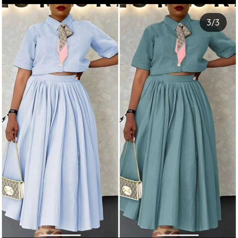 Short Sleeve Crop Top & Skirt Set