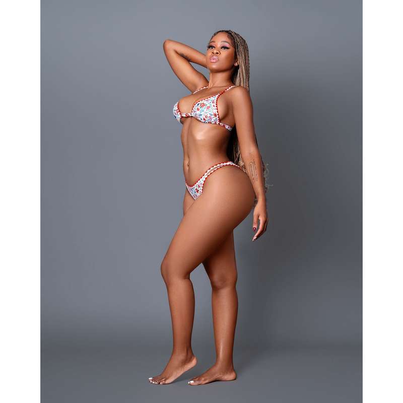 Floral Pleated Printed Sexy Bikini Set.