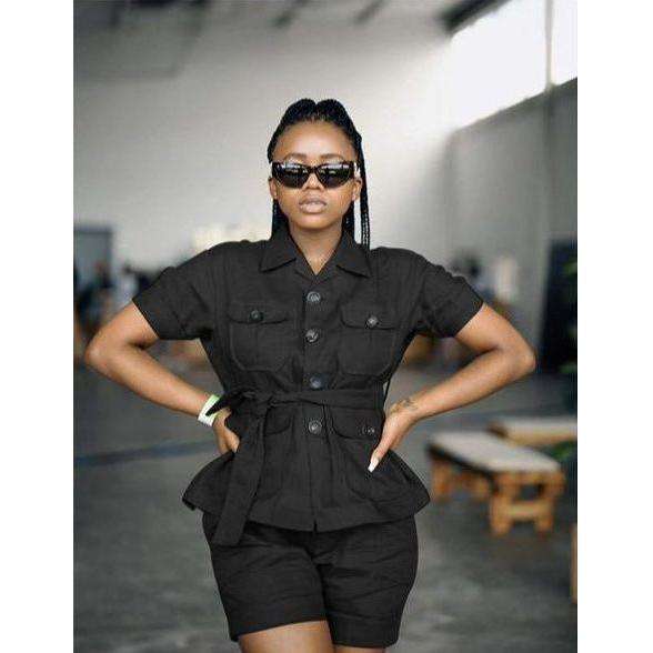 Vintage Buttoned Top and Short Pant Set