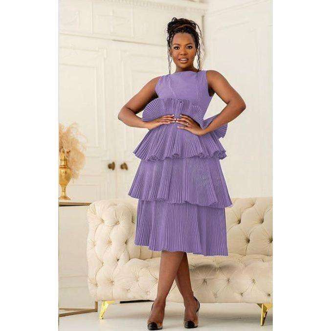 Pleated Sleeveless Midi Dress.