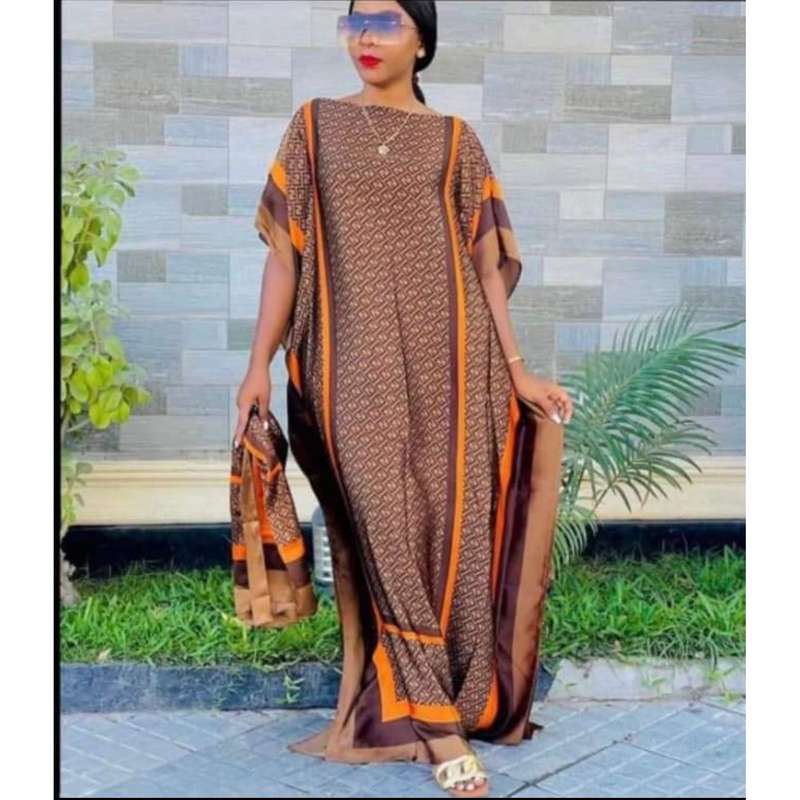 Italian Silk African Kaftan Style Elegant Maxi Dress.