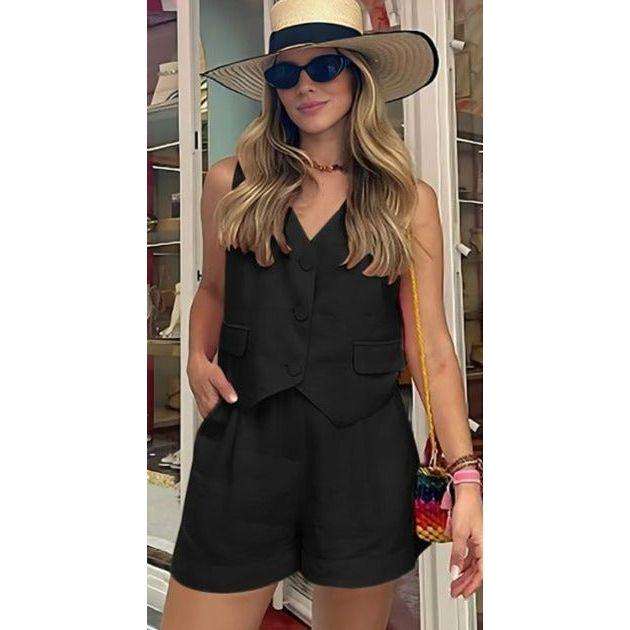 Vintage V-Neck Top and Pant Set