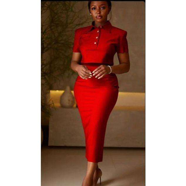 Vintage Buttoned Top and Skirt Set