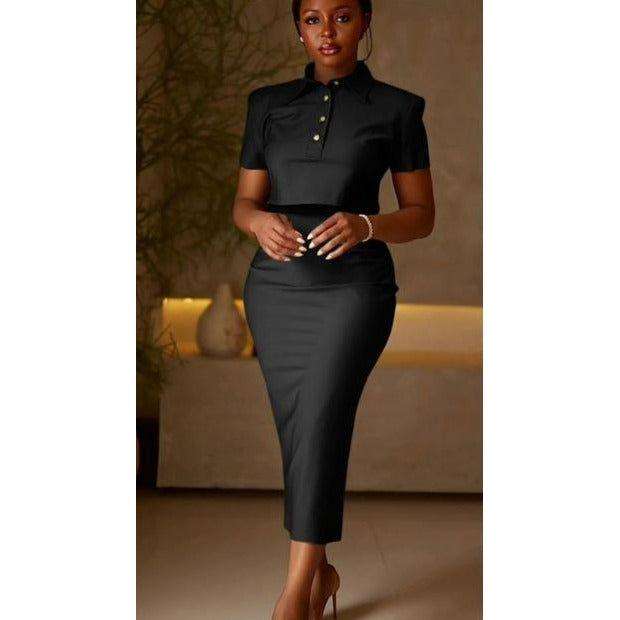 Vintage Buttoned Top and Skirt Set