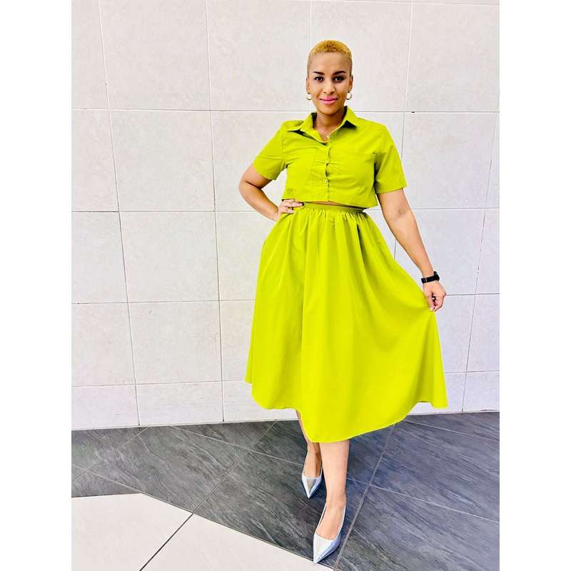 Short Sleeve Crop Top & Skirt Set