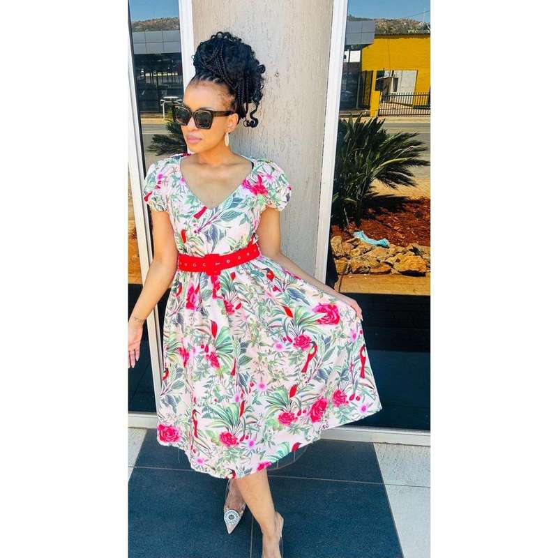 Ankara V-Neck Dress