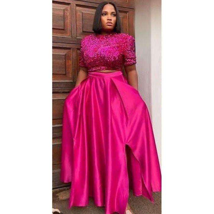 Sexy Glitter Crop Top & Skirt Set.