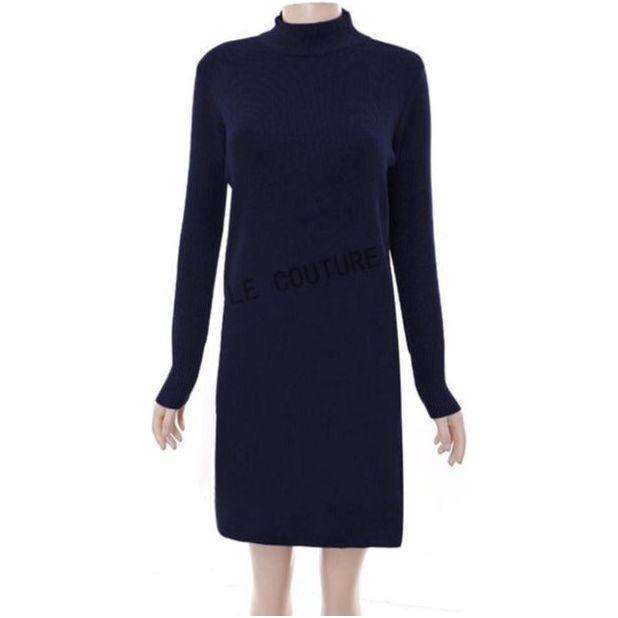 Turtleneck Long Sleeve Midi Dress