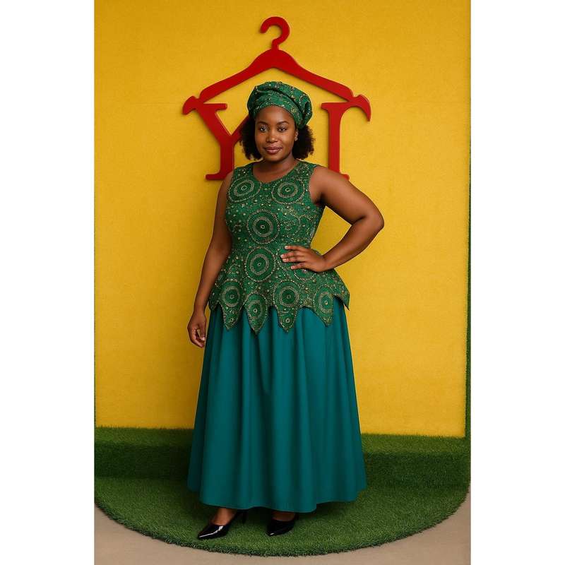 Ankara Sleeveless Tswana Traditional Dress