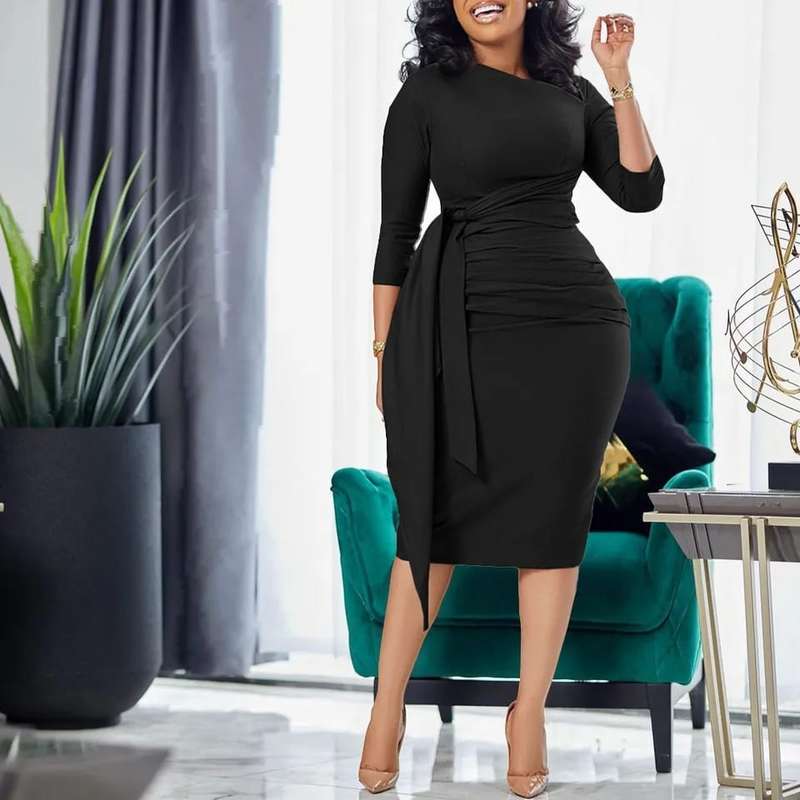 Bodycon Slim Midi Dress.