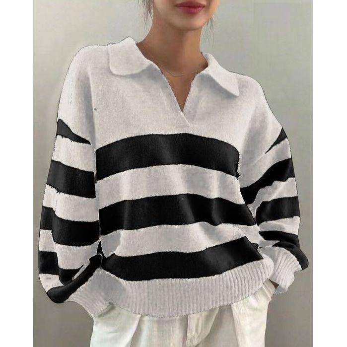 Turndown Collar Knitted Top