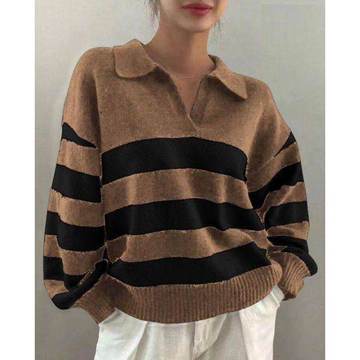 Turndown Collar Knitted Top