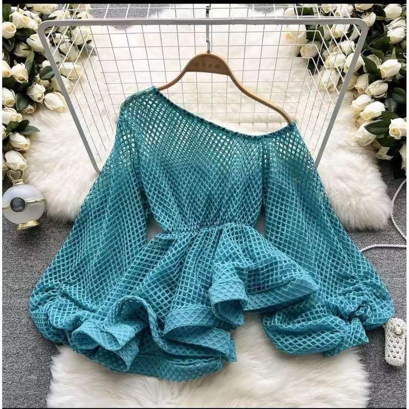 One Shoulder Off Sexy Hollow Out Camisas Top.