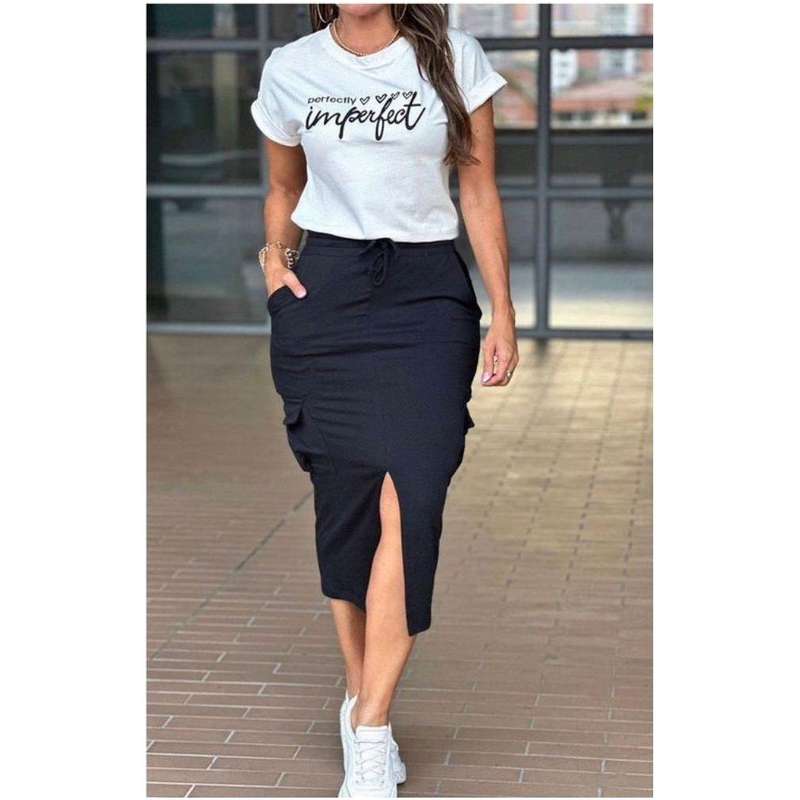 Short Sleeve Tops and Long Skirts set.