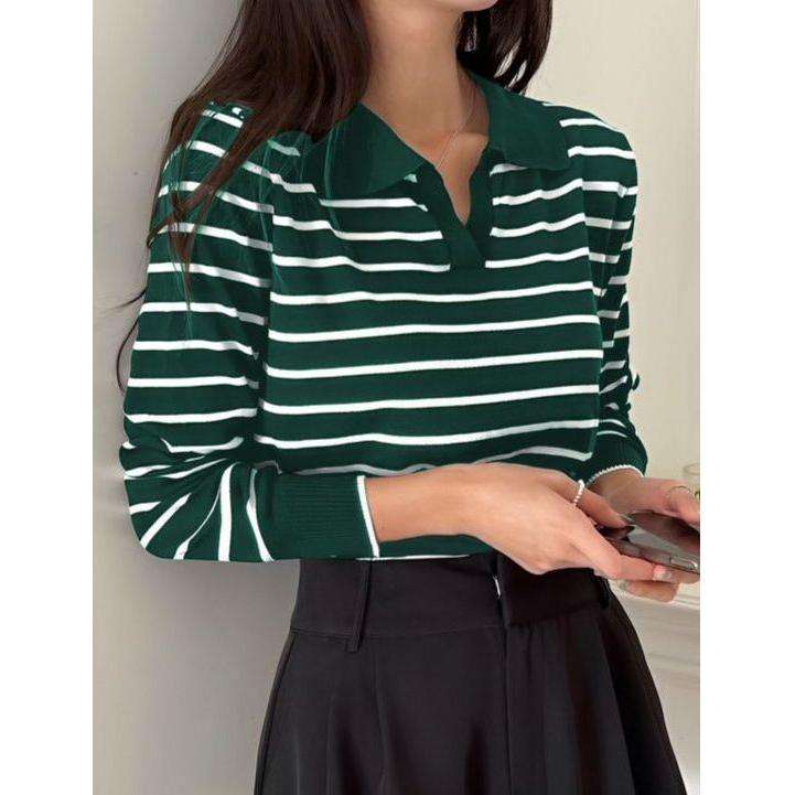 Striped V-Nek Top