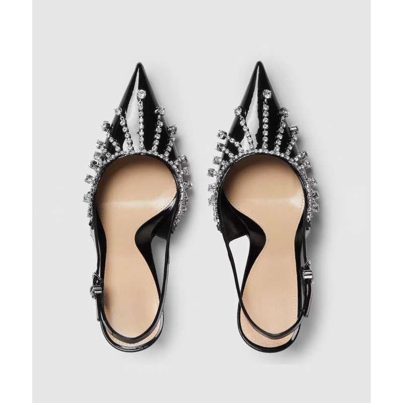 Diamond Embellishment Stiletto Pointed-Toe Shoes.
