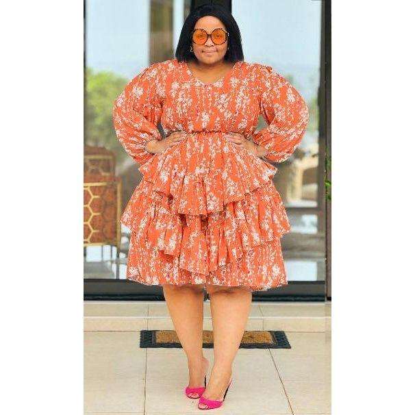 Plus Ruffle Bottom Mini Formal Dress
