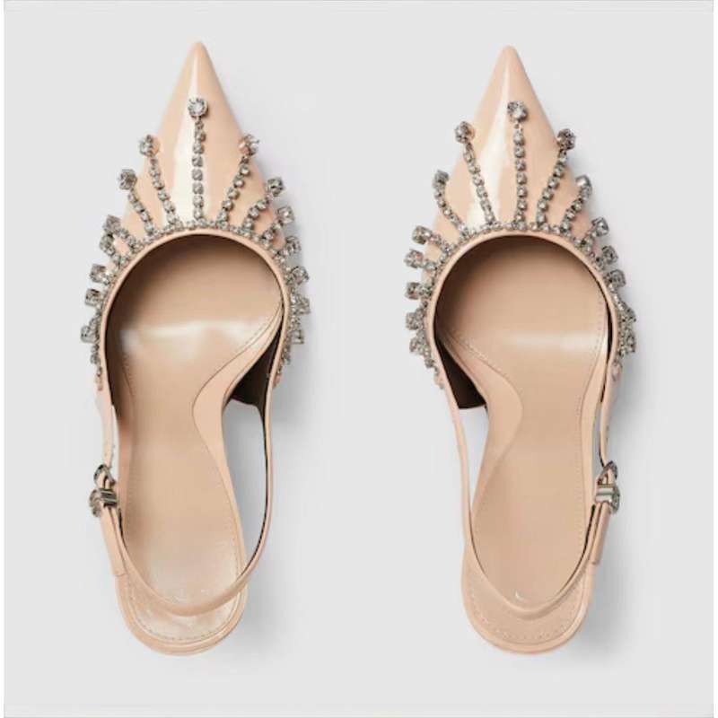 Diamond Embellishment Stiletto Pointed-Toe Shoes.