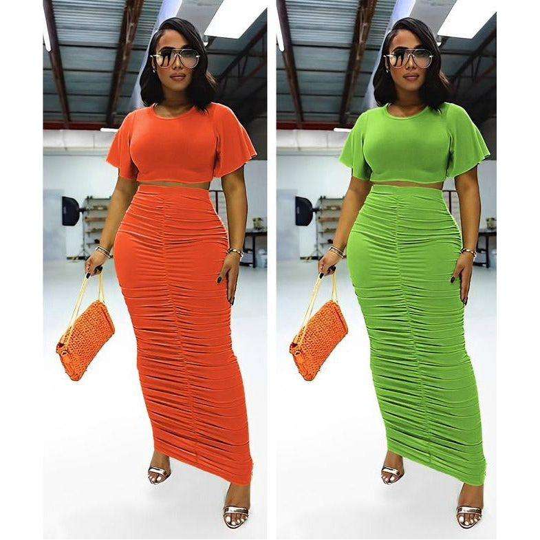 Sexy Short Sleeve Top and Skirt Set