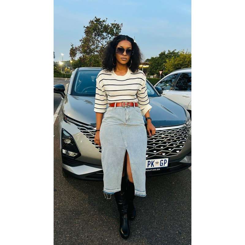 Denim Midi Slit Cut Skirt