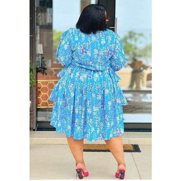 Plus Ruffle Bottom Mini Formal Dress