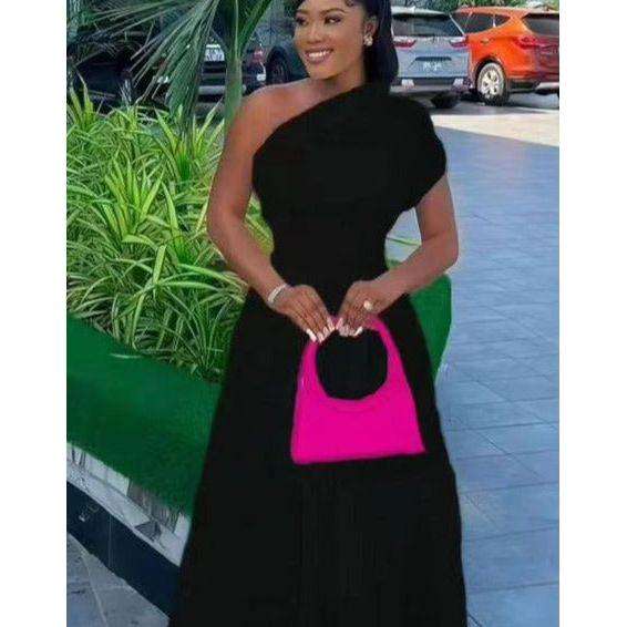 ONE HAND OFF SHOULDER  MAXI DRESS