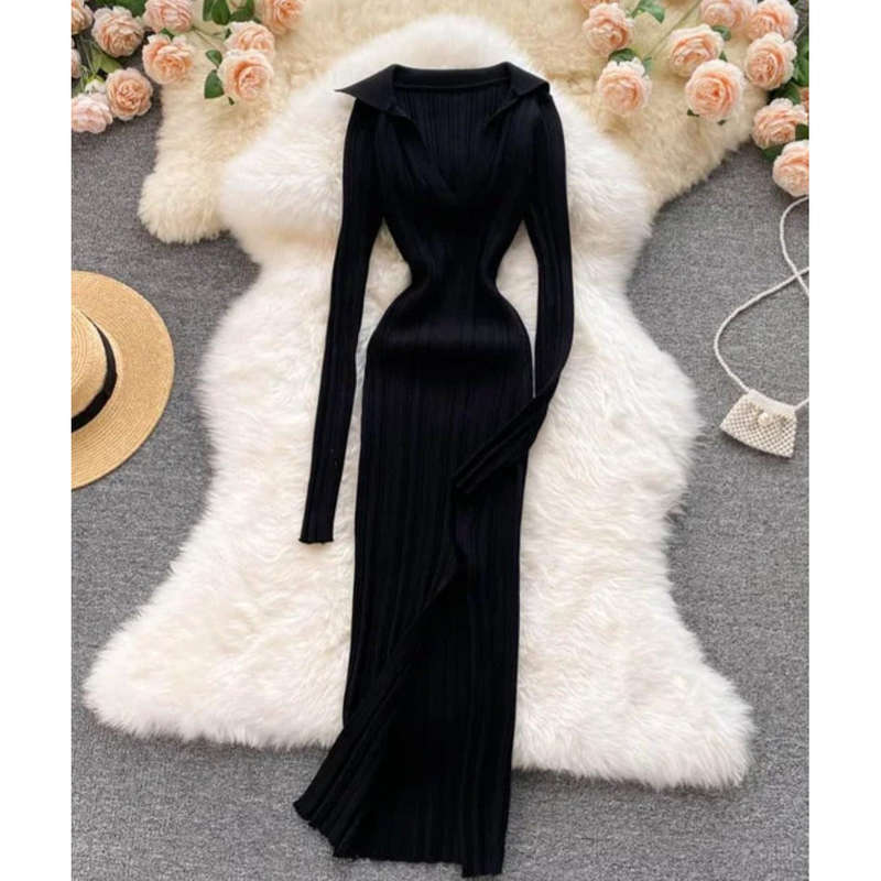 Side Slit Knitted Dress