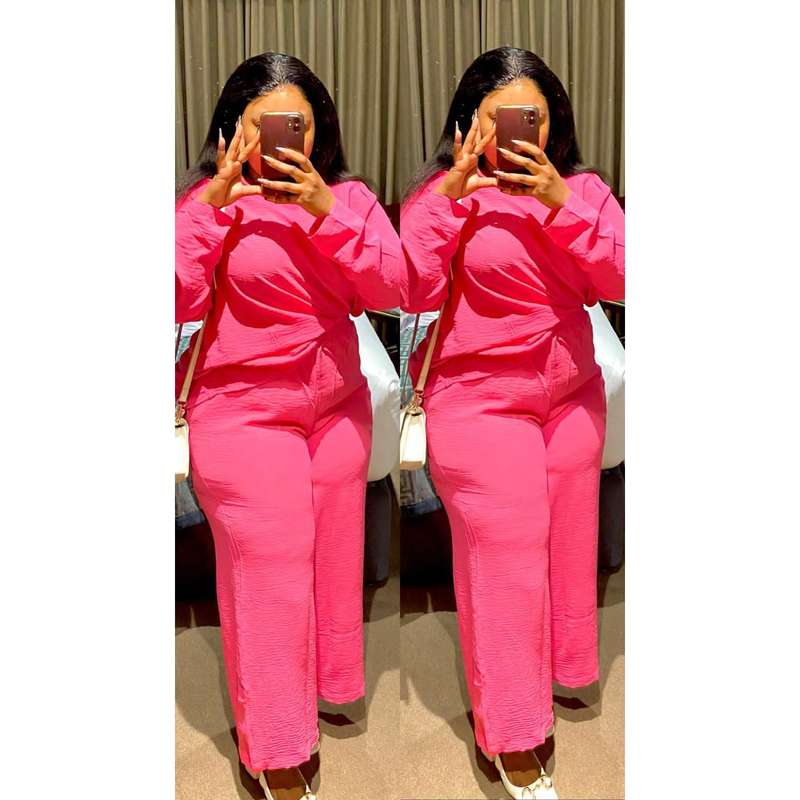 Sexy Round Neck Top and Loose Pant Set