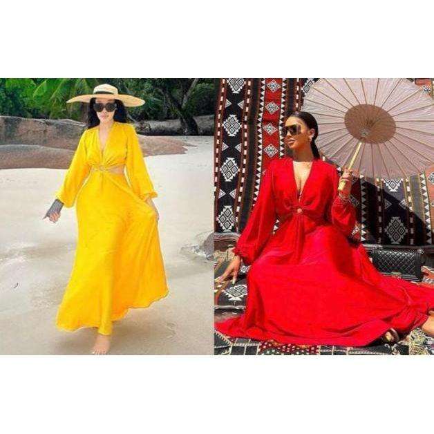 Chiffon Cut Out Maxi Dress
