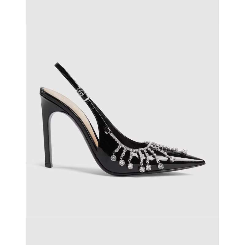 Diamond Embellishment Stiletto Pointed-Toe Shoes.