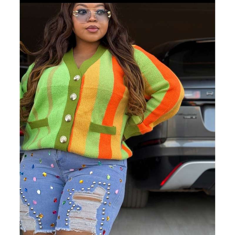 Colorblock Knitted Cardigan Sweater