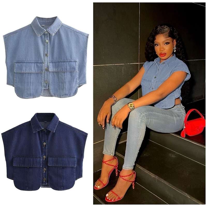 Denim Short Sleeve Shirt.