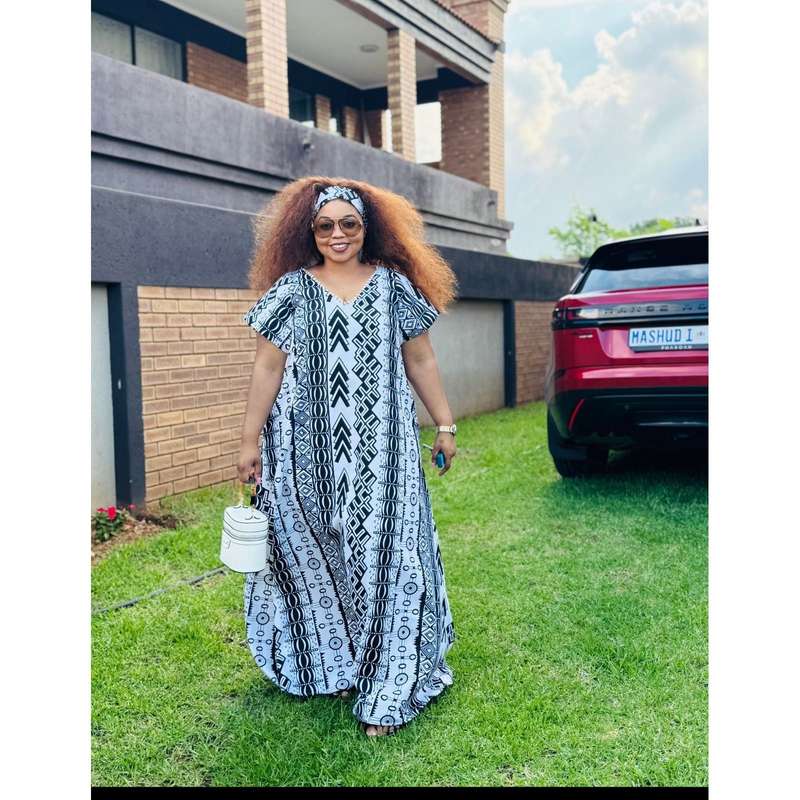 Black and white kaftan with matching head scarf