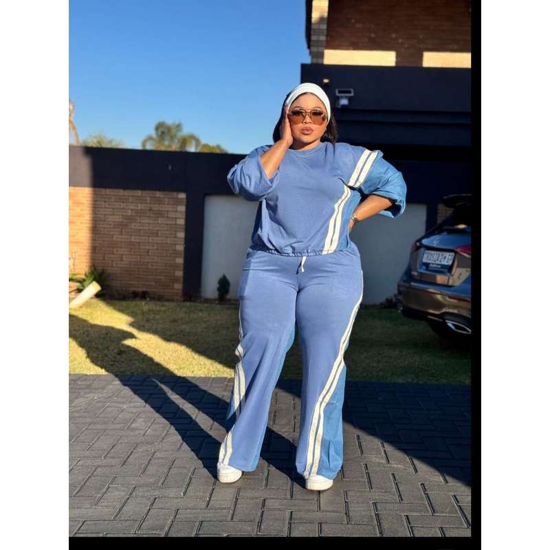 Two Piece Two Tone Long Sleeve Pants & Top Set