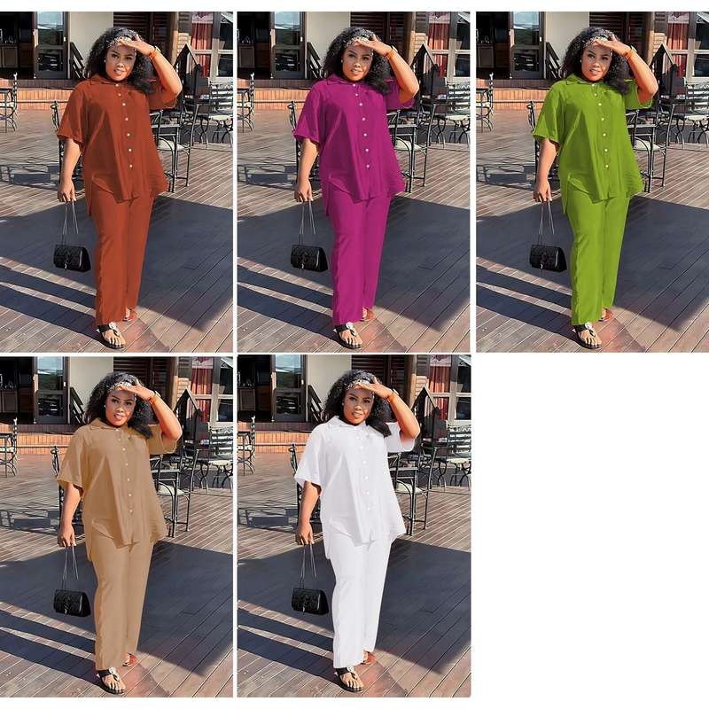 Irregular Top & Wide Pants Set.