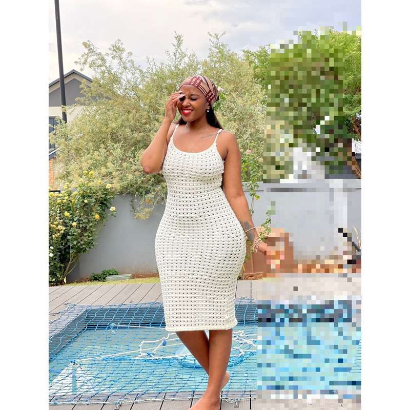 Sexy Hollow Knitted Suspender Dress