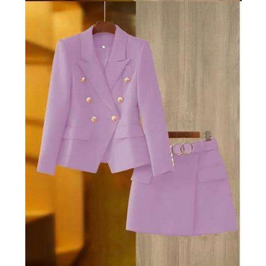 Double Breasted Blazer & Skirt Set.