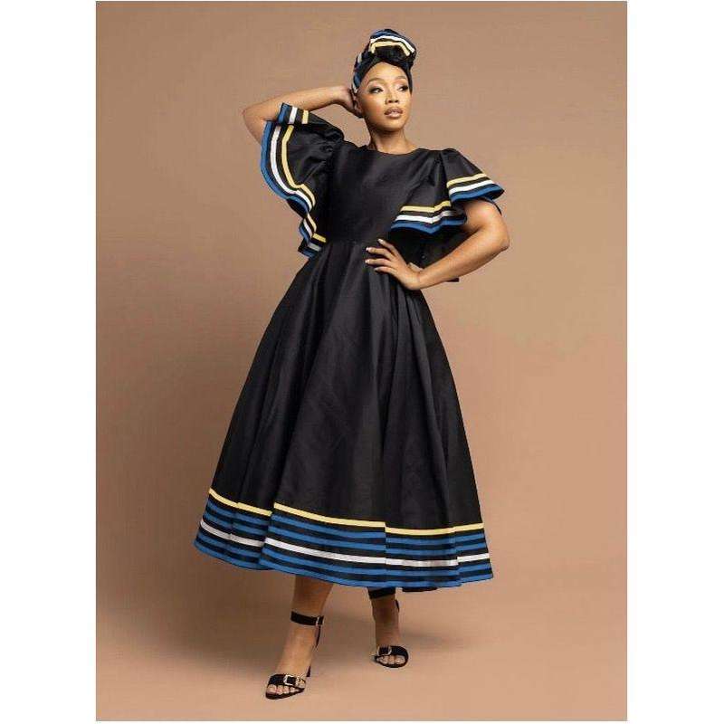 Round Neck African Sleeveless Midi Dress.