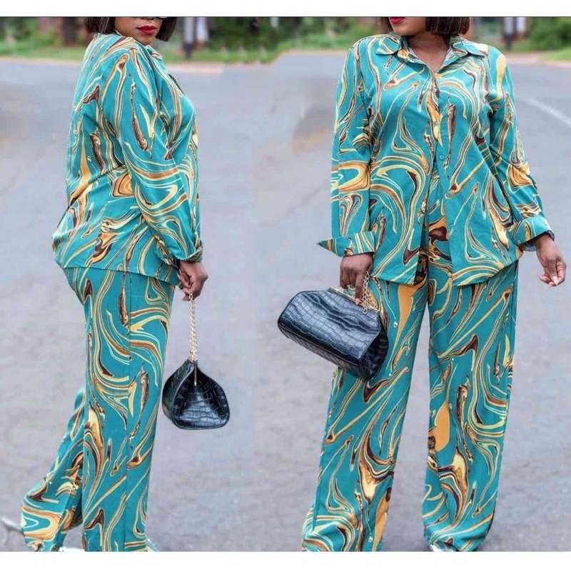 Print long Sleeve Shirt and Palazo Pants Sets