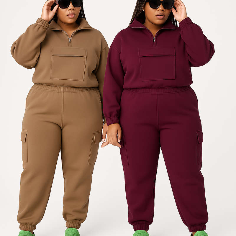 Long Sleeve Knit Top & Elastic Waist Pant Two Piece Tracksuit Set