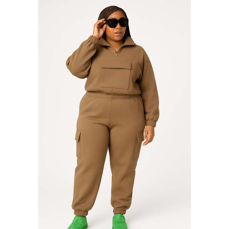 Long Sleeve Knit Top & Elastic Waist Pant Two Piece Tracksuit Set