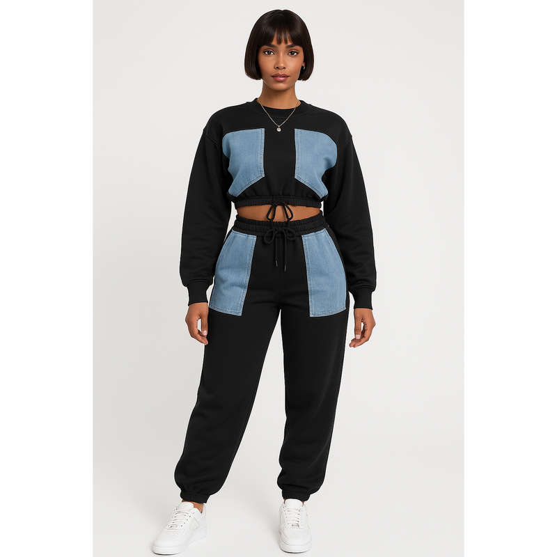 2 Piece Color block Jogger Drawstring Set