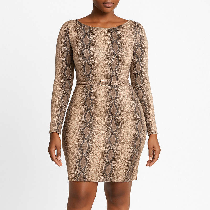 Long sleeve Snake Print Dress 
