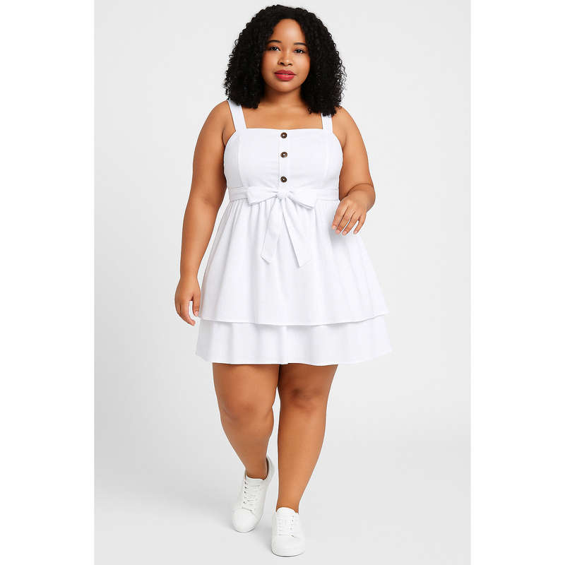 Layered Button Detail Mini Dress 