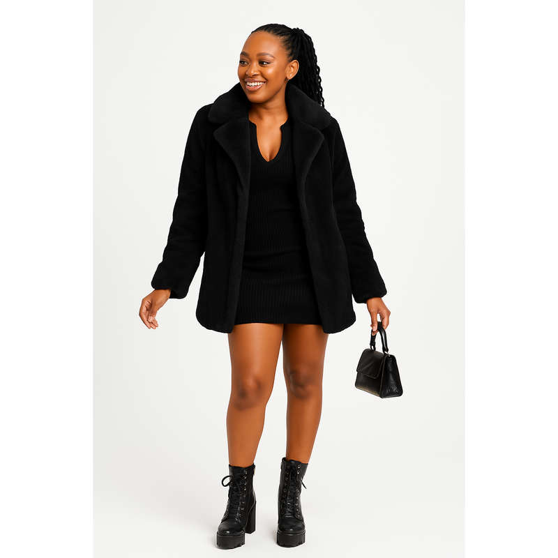 Faux Fur Coat Turn Down Collar Winter Warm Casual Jacket