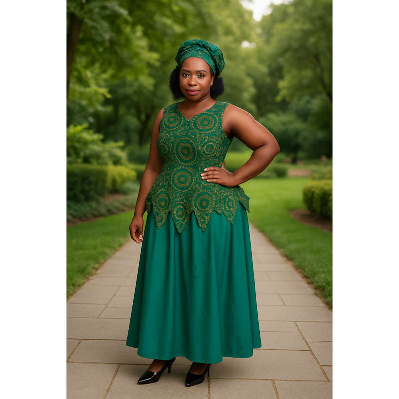 Ankara Sleeveless Tswana Traditional Dress
