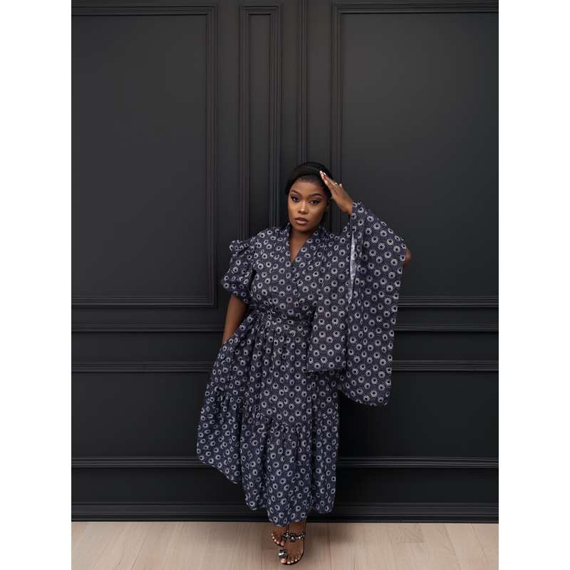 Ankara Pleated Traditional Maxi Dress.